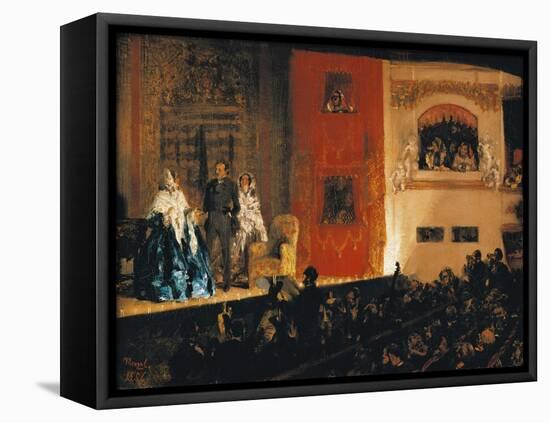 Theatre Du Gymnase in Paris, 1856-Adolph Menzel-Framed Stretched Canvas