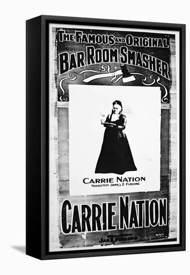 Theatre Poster Depicting Carry Nation (1846-1911) Holding Her Destructive Axe (Litho)-American-Framed Stretched Canvas