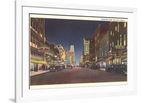 Theatre Row at Night, Dallas-null-Framed Art Print