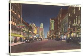 Theatre Row at Night, Dallas-null-Stretched Canvas