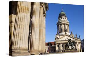 Theatre with Franzosisch (French) Church in the Background, Gendarmenmarkt, Berlin, Germany, Europe-Miles Ertman-Stretched Canvas