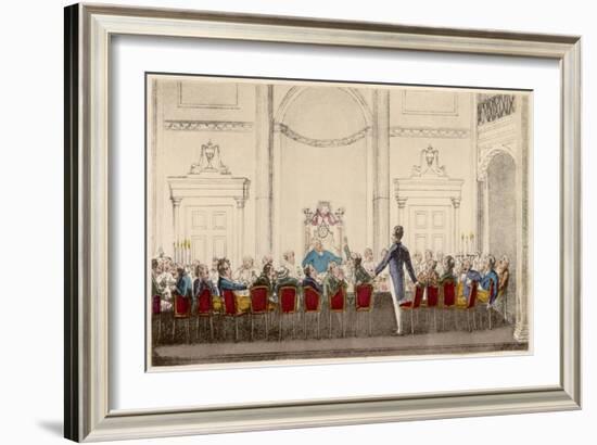 Theatrical Fund Dinner Held at Freemasons Tavern-null-Framed Art Print