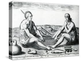 Their Sitting at Meat, 1590-John White-Stretched Canvas