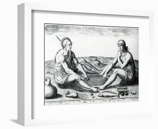 Their Sitting at Meat, 1590-John White-Framed Giclee Print