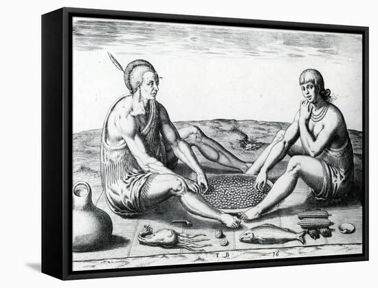 Their Sitting at Meat, 1590-John White-Framed Stretched Canvas