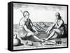 Their Sitting at Meat, 1590-John White-Framed Stretched Canvas