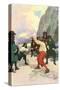 Theirs Was A Spirited Encounter Upon The Beach of Teviot Bay-Howard Pyle-Stretched Canvas