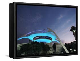 Theme Building and Lax Tower, Los Angeles Airport-Walter Bibikow-Framed Stretched Canvas