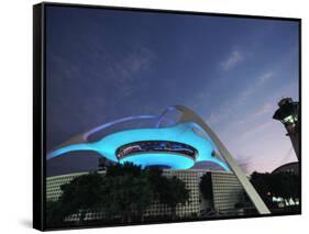 Theme Building and Lax Tower, Los Angeles Airport-Walter Bibikow-Framed Stretched Canvas