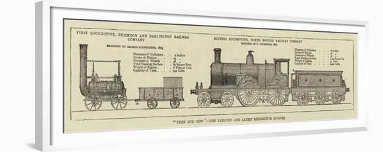 Then and Now, the Earliest and Latest Locomotive Engines-null-Framed Premium Giclee Print