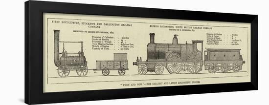 Then and Now, the Earliest and Latest Locomotive Engines-null-Framed Giclee Print