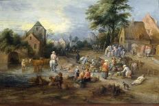 A Landscape with Peasants and Cattle by a River-Theobald Michau-Giclee Print