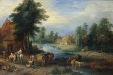 A Landscape with Peasants and Cattle by a River-Theobald Michau-Giclee Print