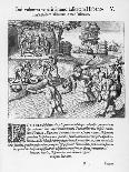 Spanish Conquerors Meeting Native Women in America, 1590-Theodore de Bry-Giclee Print