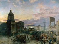 Washington Street, Indianapolis at Dusk, 1892-1895-Theodor Groll-Stretched Canvas