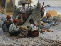 Fisherman Mending Nets, Capri-Theodor Leopold Weller-Stretched Canvas