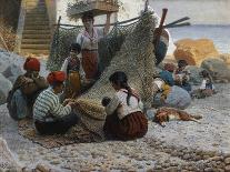 Fisherman Mending Nets, Capri-Theodor Leopold Weller-Mounted Giclee Print