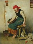 Young Girl with a Cat, 1884-Theodor Schmidt-Mounted Giclee Print