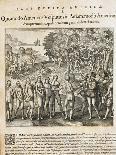 Spanish Conquerors Meeting Native Women in America, 1590-Theodore de Bry-Giclee Print