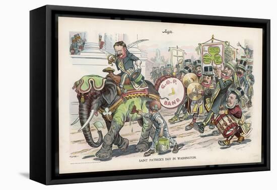 Theodore Roosevelt 26th American President Celebrating St. Patrick's Day in Washington-Flohri-Framed Stretched Canvas