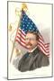 Theodore Roosevelt and Flag-null-Mounted Art Print