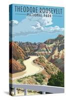 Theodore Roosevelt National Park, Nouth Dakota - Road Scene-Lantern Press-Stretched Canvas