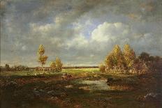 Sunset over the Plain of Barbizon-Théodore Rousseau-Giclee Print