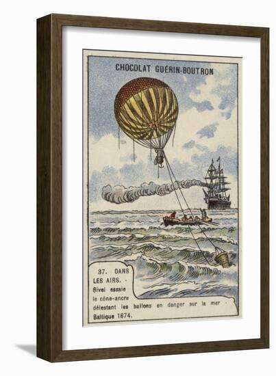 Theodore Sivel Testing a Cone-Shaped Balloon Anchor over the Baltic Sea, 1874-null-Framed Giclee Print