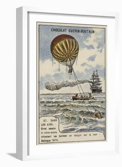 Theodore Sivel Testing a Cone-Shaped Balloon Anchor over the Baltic Sea, 1874-null-Framed Giclee Print