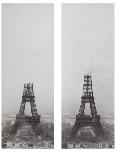 La construction de la Tour Eiffel vue de l'une des tours du palais du Trocadéro-Théophile Féau-Framed Premium Giclee Print