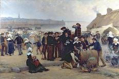 Playing Boules on the Outskirts of Concarneau-Theophile Louis Deyrolle-Framed Giclee Print