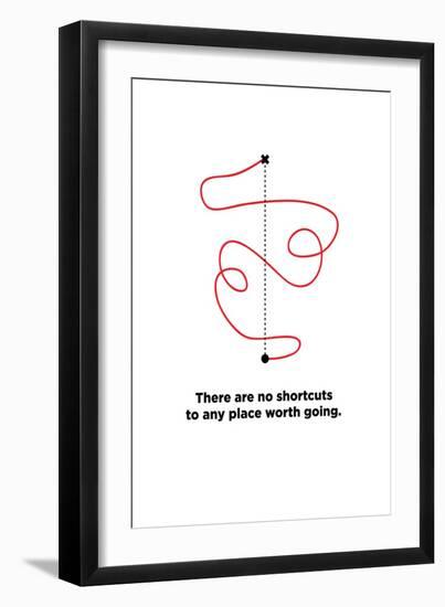 There are No Shortcuts to Any Place worth Going. (Motivational Startup Quote Vector Poster Design)-Orange Vectors-Framed Art Print