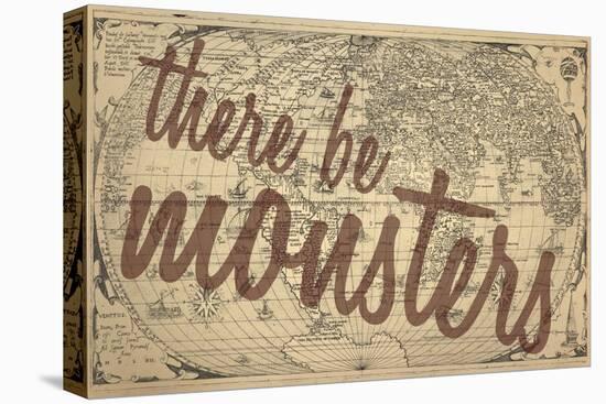 There Be Monsters - 1562, World Map-null-Stretched Canvas