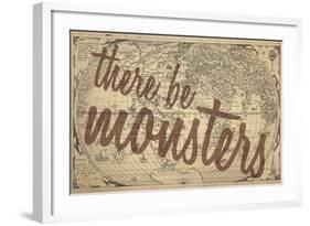 There Be Monsters - 1562, World Map-null-Framed Giclee Print