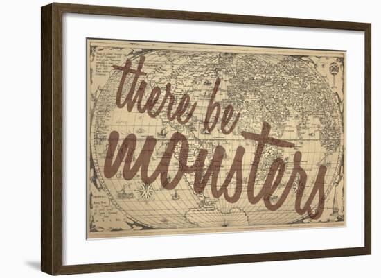 There Be Monsters - 1562, World Map-null-Framed Giclee Print