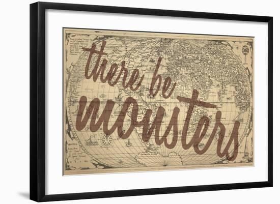 There Be Monsters - 1562, World Map-null-Framed Giclee Print