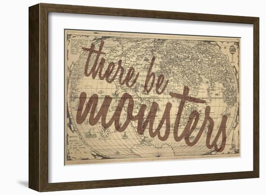 There Be Monsters - 1562, World Map-null-Framed Giclee Print