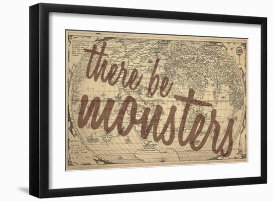 There Be Monsters - 1562, World Map-null-Framed Giclee Print