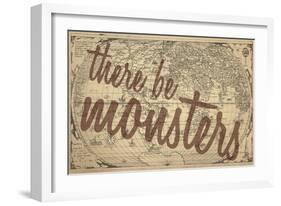 There Be Monsters - 1562, World Map-null-Framed Giclee Print