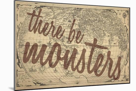 There Be Monsters - 1562, World Map-null-Mounted Giclee Print