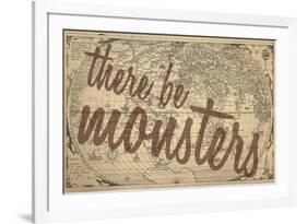 There Be Monsters - 1562, World Map-null-Framed Giclee Print