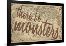 There Be Monsters - 1562, World Map-null-Framed Giclee Print