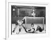 There's a Goal Mouth Scramble During This Game of Ice Hockey-null-Framed Photographic Print