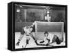 There's a Goal Mouth Scramble During This Game of Ice Hockey-null-Framed Stretched Canvas