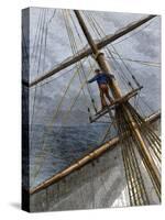 There She Blows Cry of a Whaling Ship Lookout Sighting a Whale, 1800s-null-Stretched Canvas