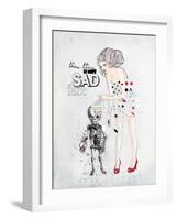 There, There No More Sad Face-Mydeadpony-Framed Art Print