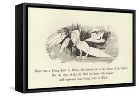 There Was a Young Lady in White, Who Looked Out at the Depths of the Night-Edward Lear-Framed Stretched Canvas