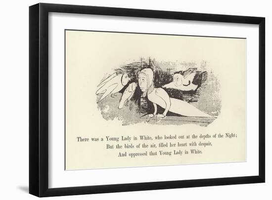 There Was a Young Lady in White, Who Looked Out at the Depths of the Night-Edward Lear-Framed Giclee Print