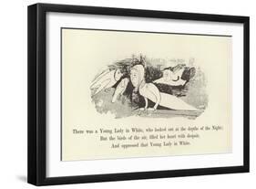 There Was a Young Lady in White, Who Looked Out at the Depths of the Night-Edward Lear-Framed Giclee Print