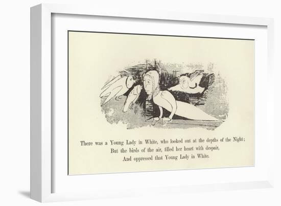 There Was a Young Lady in White, Who Looked Out at the Depths of the Night-Edward Lear-Framed Giclee Print